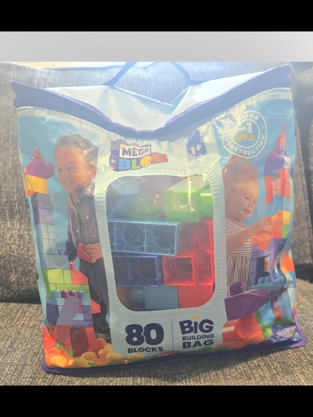 Mega Bloks 80-Piece Building Bag — Bright Multi-Color Blocks